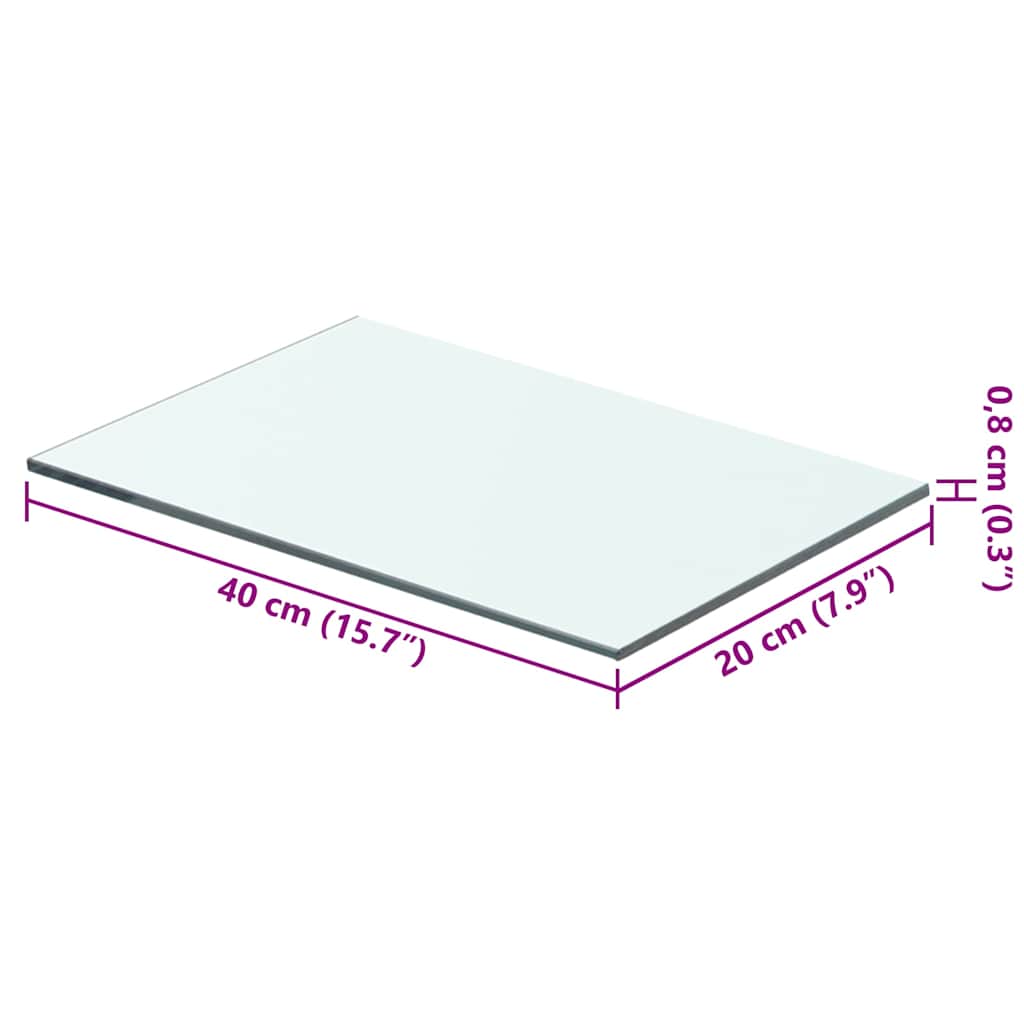 vidaXL Półki, 2 szt., panel z przezroczystego szkła, 40 x 20 cm