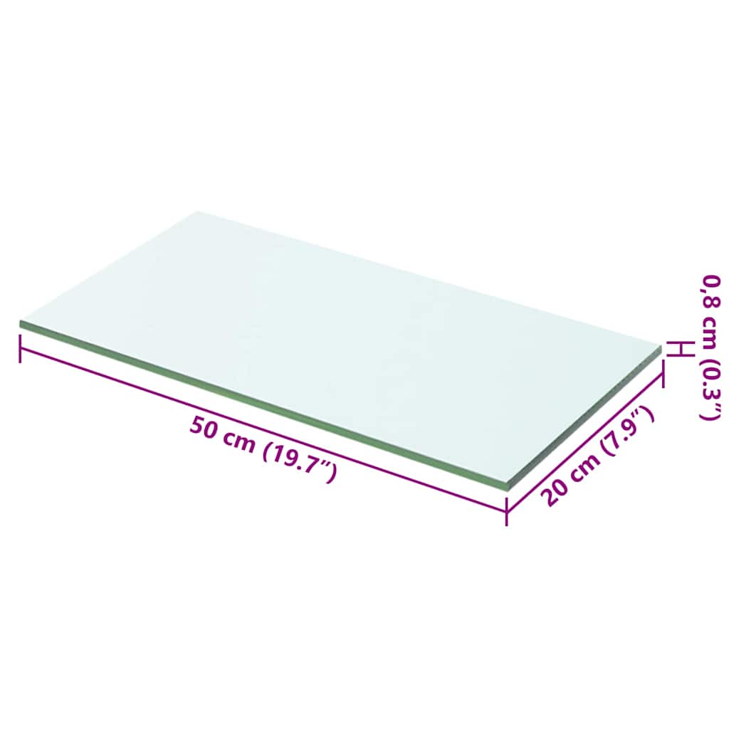 vidaXL Półki, 2 szt., panel z bezbarwnego szkła, 50 x 20 cm