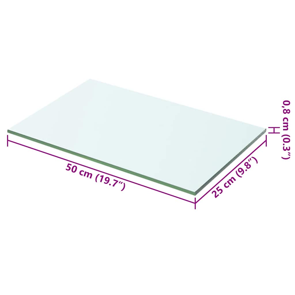 vidaXL Półki, 2 szt., panel z przezroczystego szkła, 50 x 25 cm