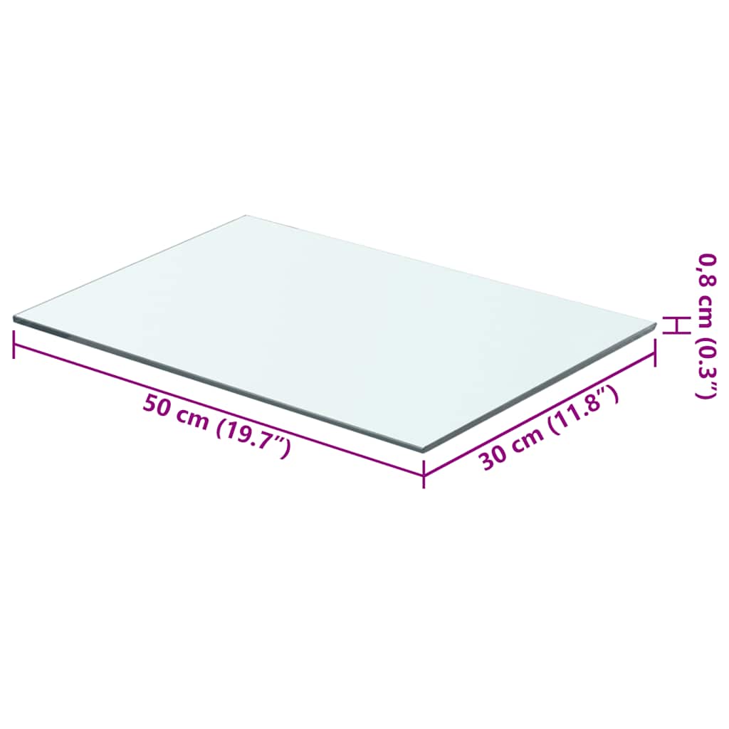 vidaXL Półki, 2 szt., panel z przezroczystego szkła, 50 x 30 cm