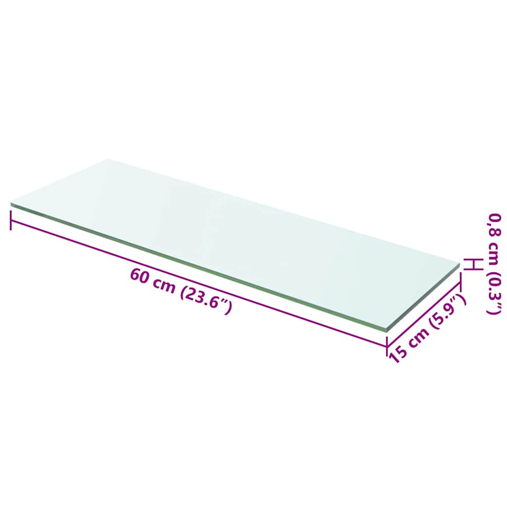 vidaXL Półki, 2 szt., panel z przezroczystego szkła, 60 x 15 cm
