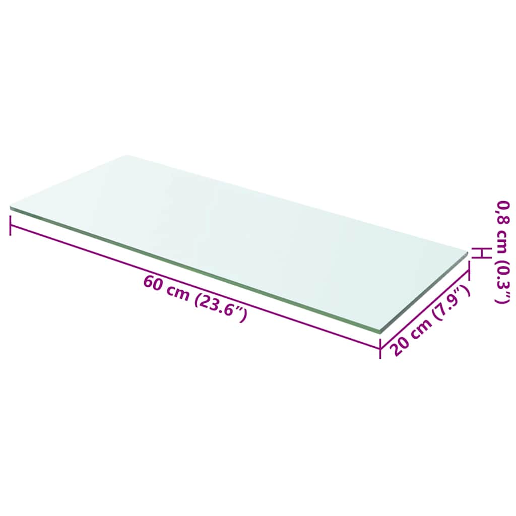 vidaXL Półki, 2 szt., panel z przezroczystego szkła, 60 x 20 cm