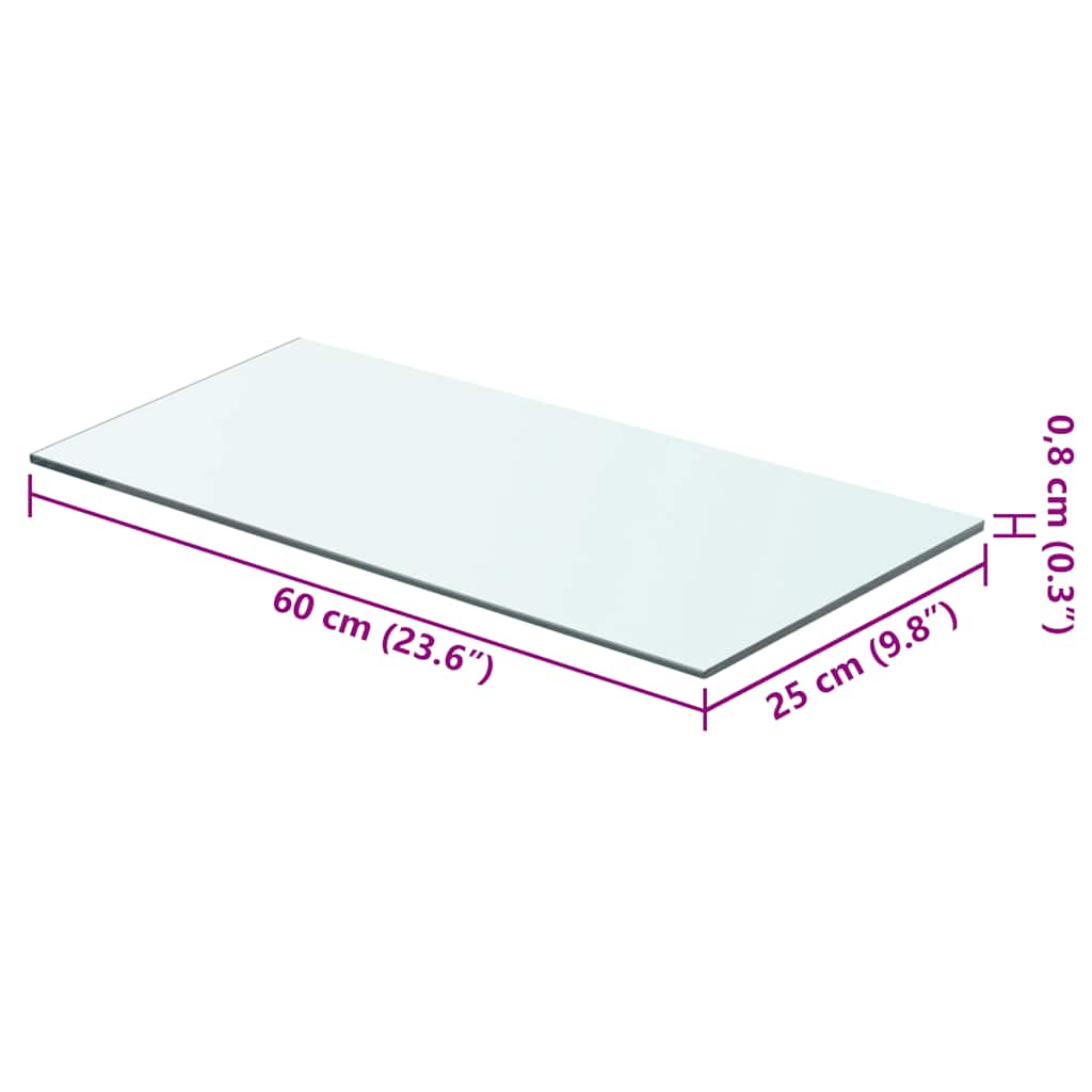 vidaXL Półki, 2 szt., szklany, przezroczysty panel, 60 x 25 cm
