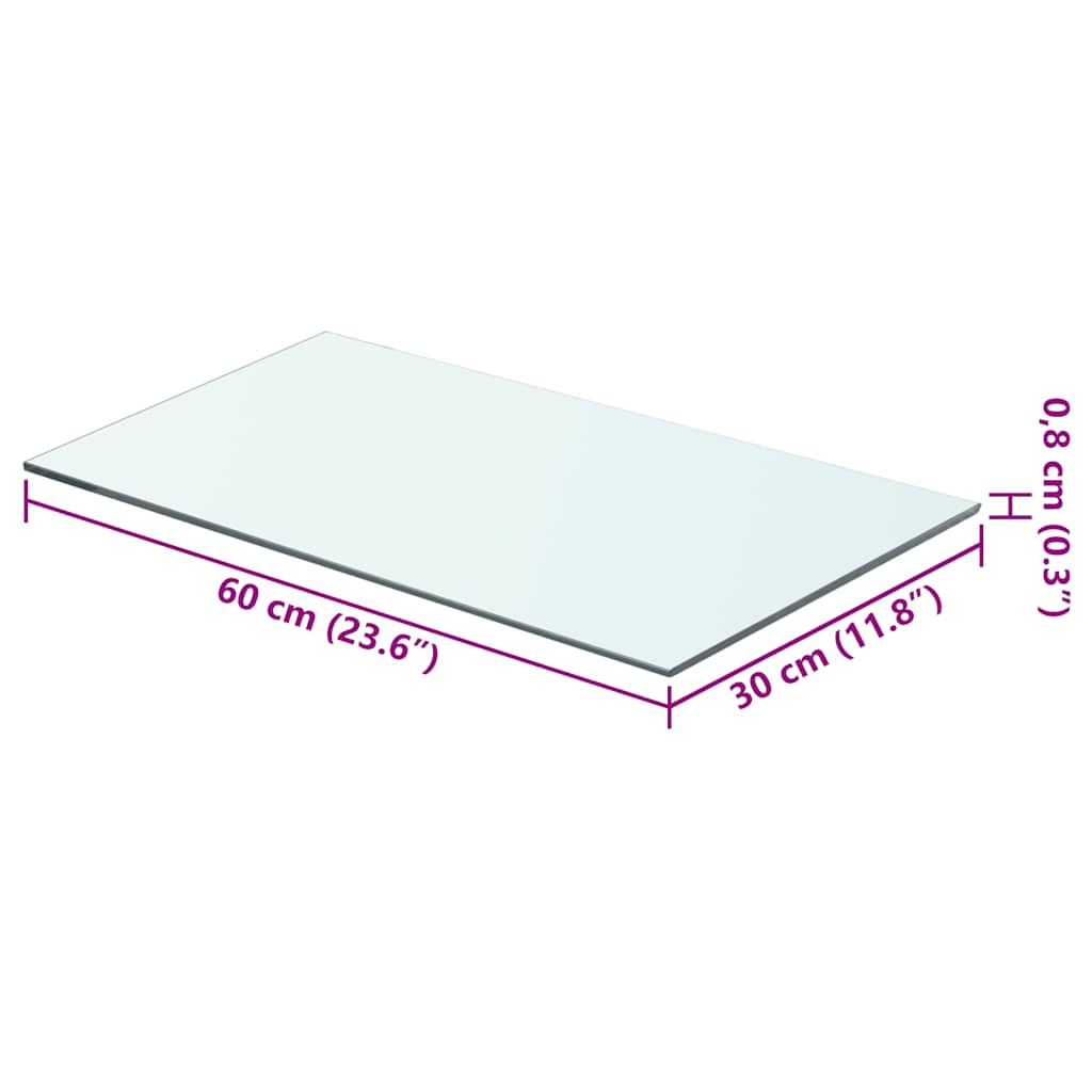 vidaXL Półki, 2 szt., szklany, przezroczysty panel, 60 x 30 cm