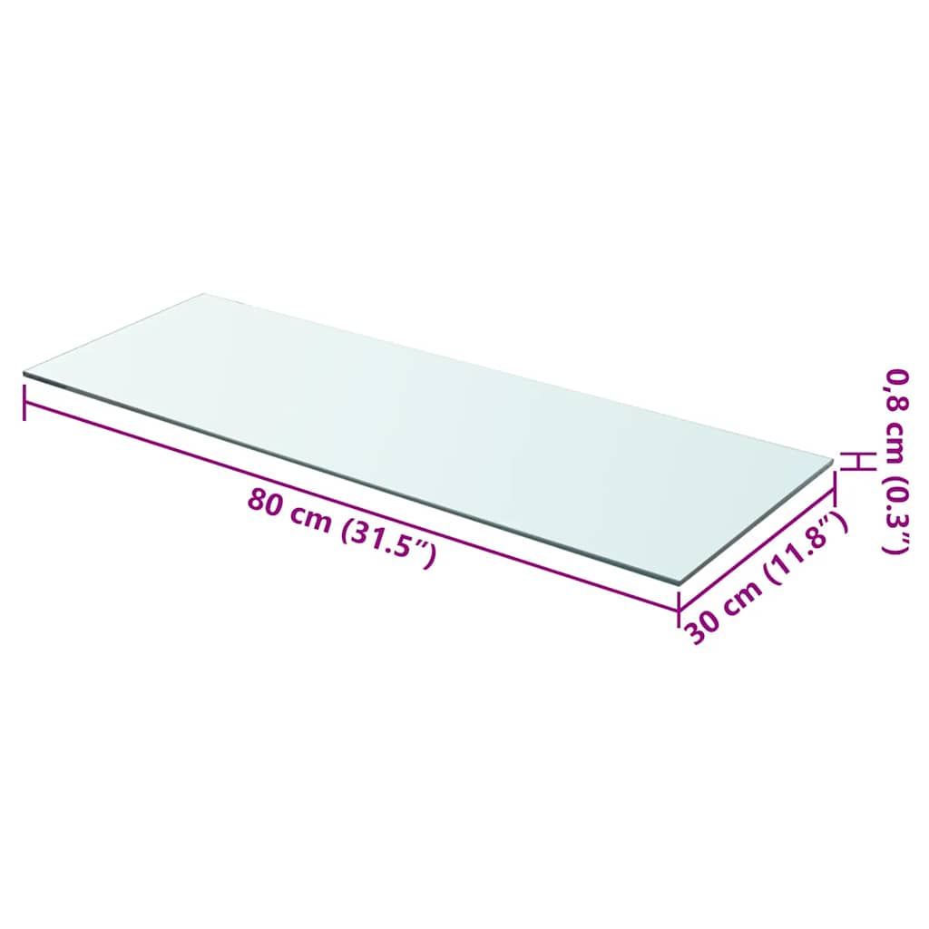 vidaXL Półki, 2 szt., panel z przezroczystego szkła, 80 x 30 cm