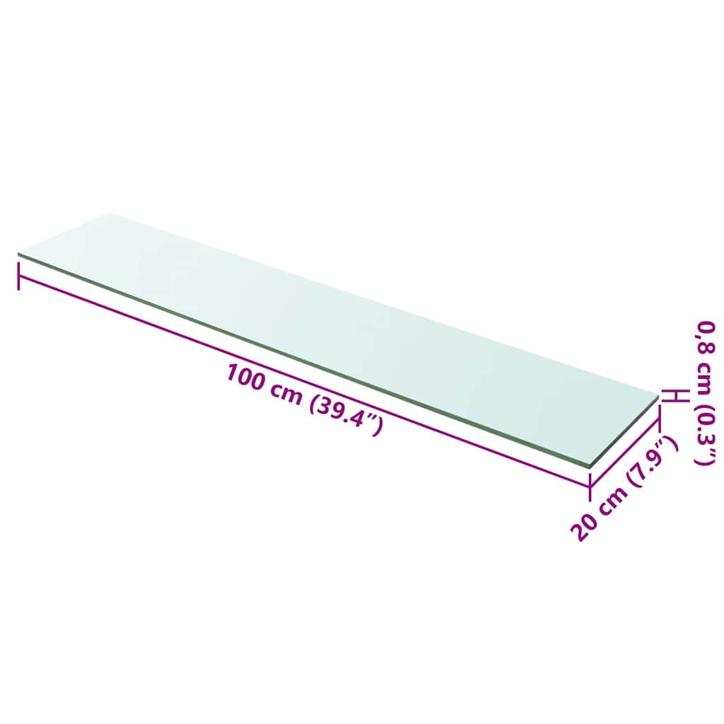 vidaXL Półki, 2 szt., panel z przezroczystego szkła, 100 x 20 cm