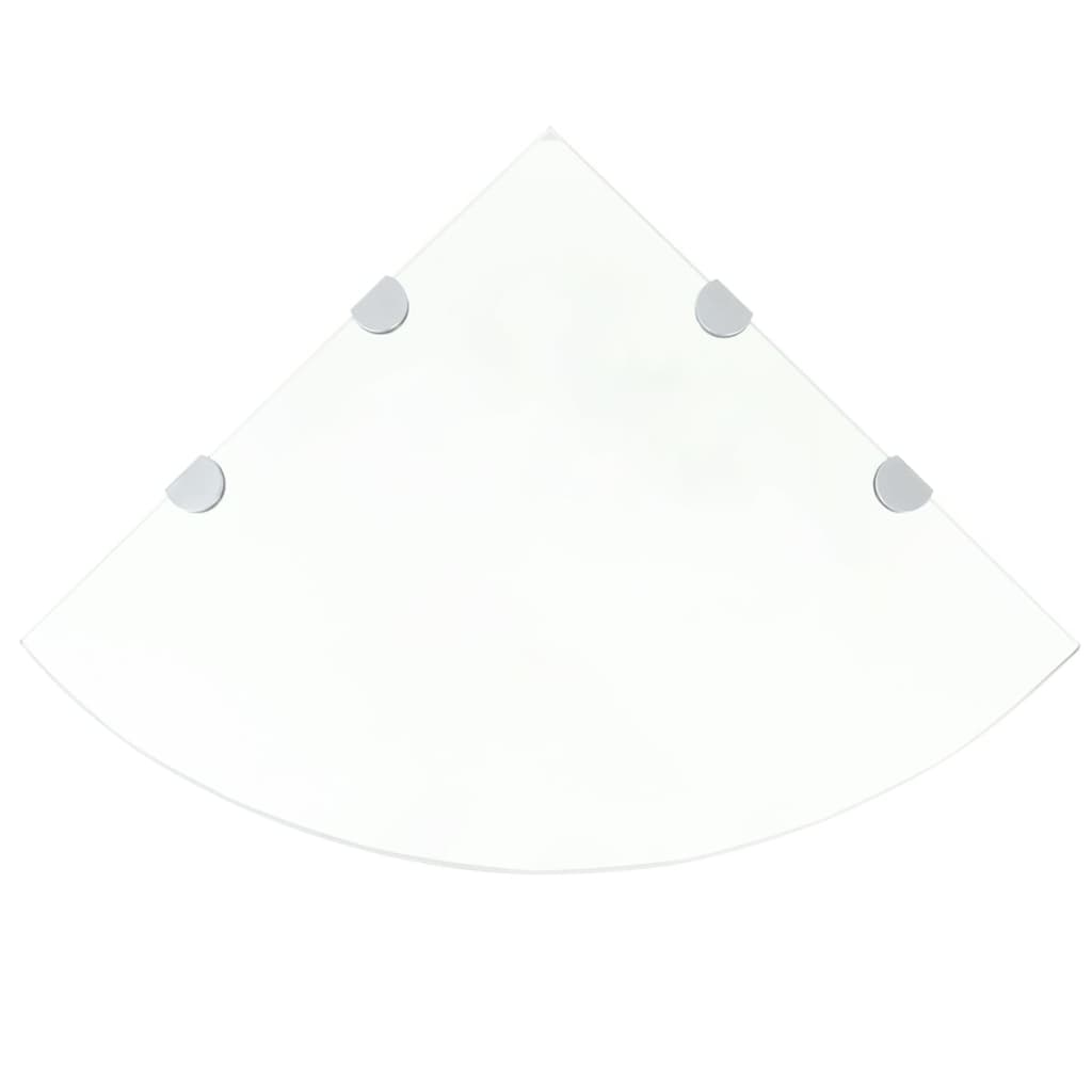 vidaXL Półki narożne, 2 szt., chromowane wsporniki, szkło, 45x45 cm