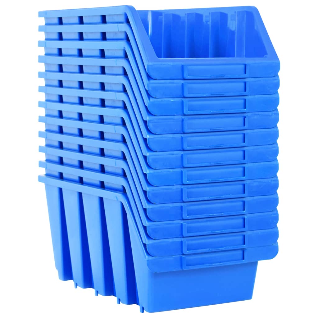 vidaXL Pojemniki sztaplowane, 14 szt., niebieskie, plastikowe