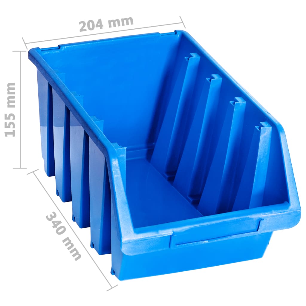 vidaXL Pojemniki sztaplowane, 14 szt., niebieskie, plastikowe