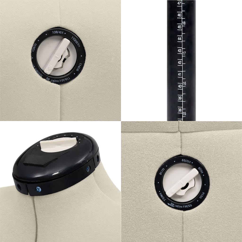 vidaXL Regulowany manekin krawiecki, kobiecy, kremowy, M, 40-46