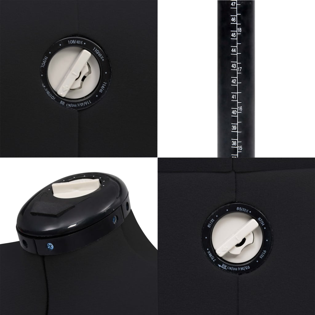 vidaXL Manekin krawiecki damski, regulowany, czarny, M, rozmiar 40-46