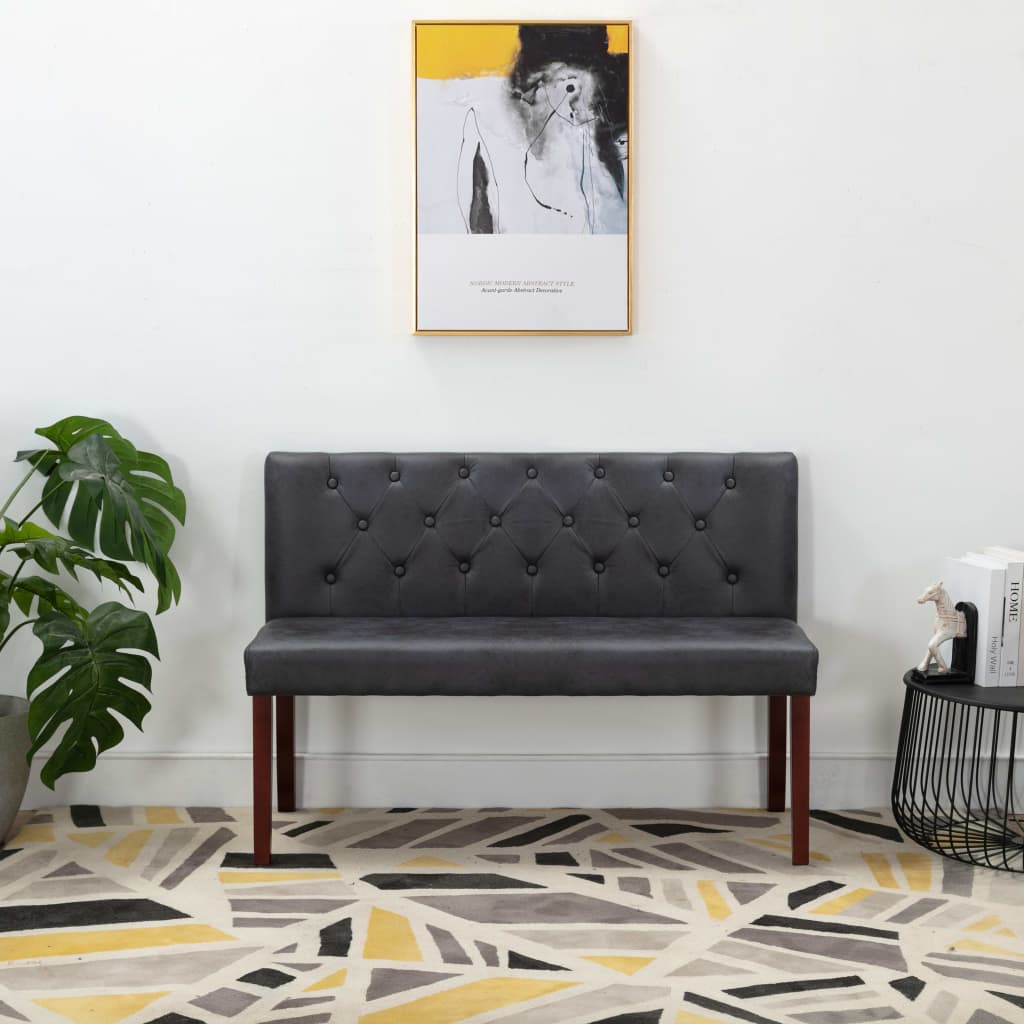 vidaXL Ławka, 120 cm, szara, sztuczna skóra zamszowa
