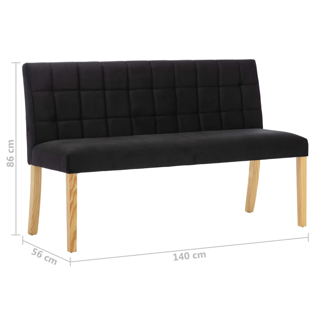 vidaXL Ławka, 140 cm, czarna, tapicerowana aksamitem