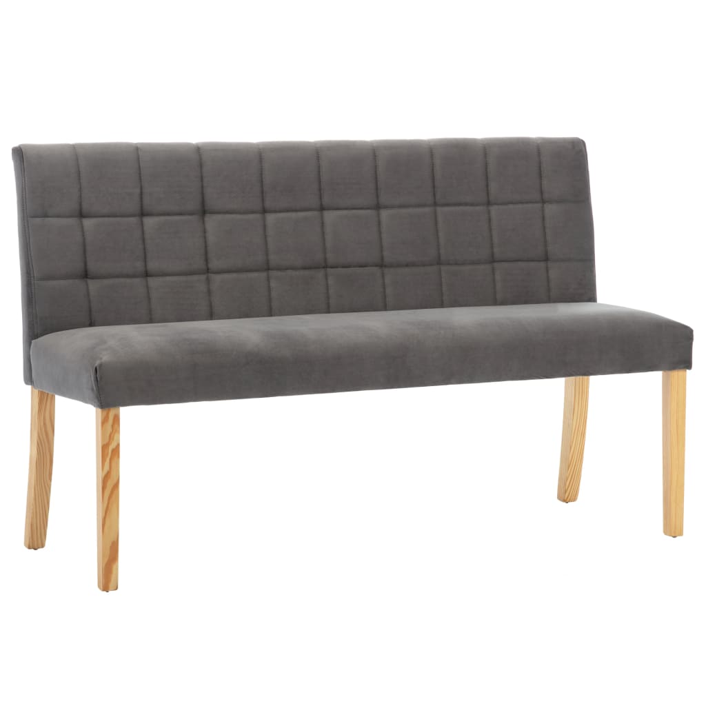 vidaXL Ławka, 140 cm, szara, tapicerowana aksamitem
