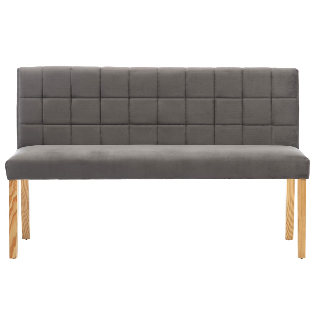 vidaXL Ławka, 140 cm, szara, tapicerowana aksamitem