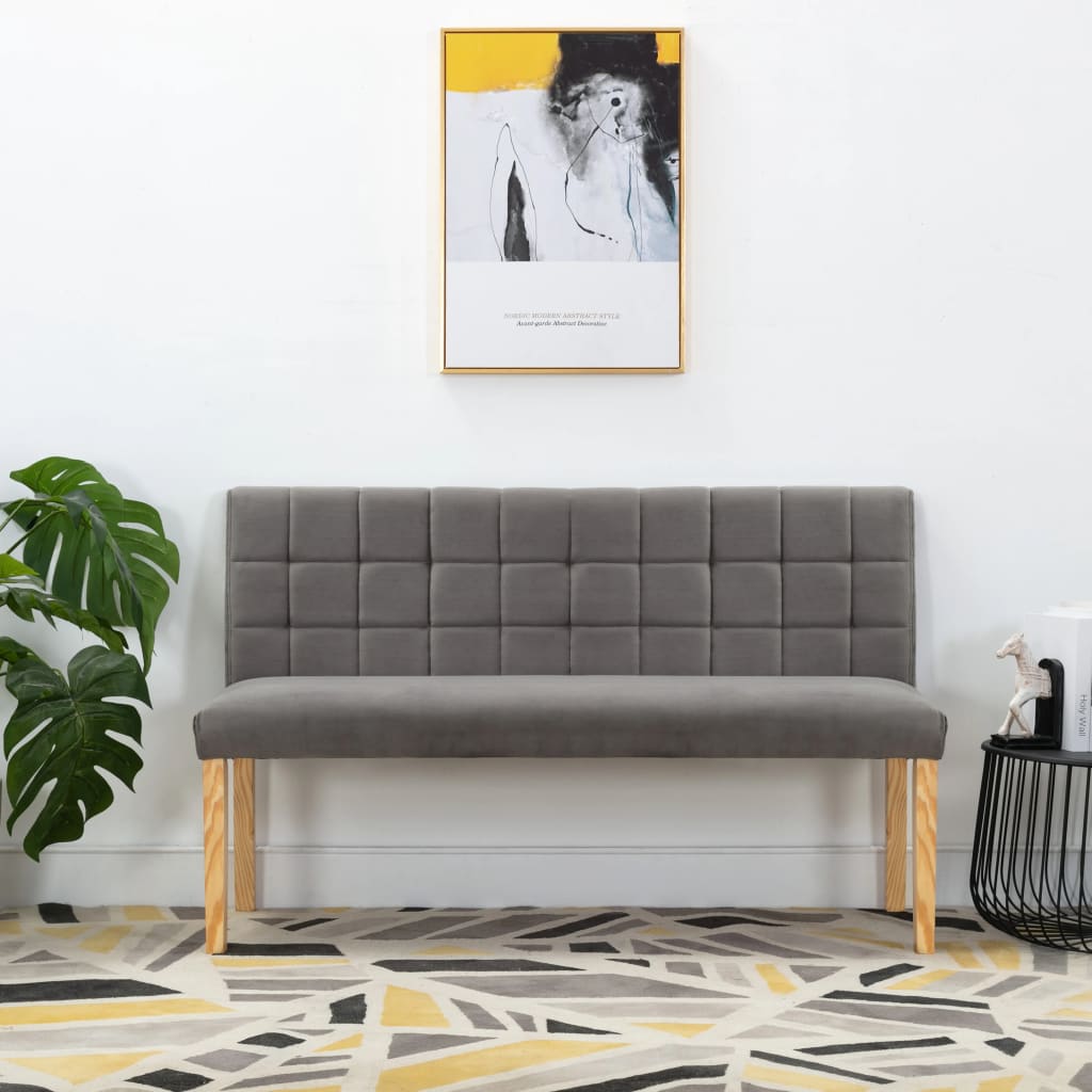 vidaXL Ławka, 140 cm, szara, tapicerowana aksamitem