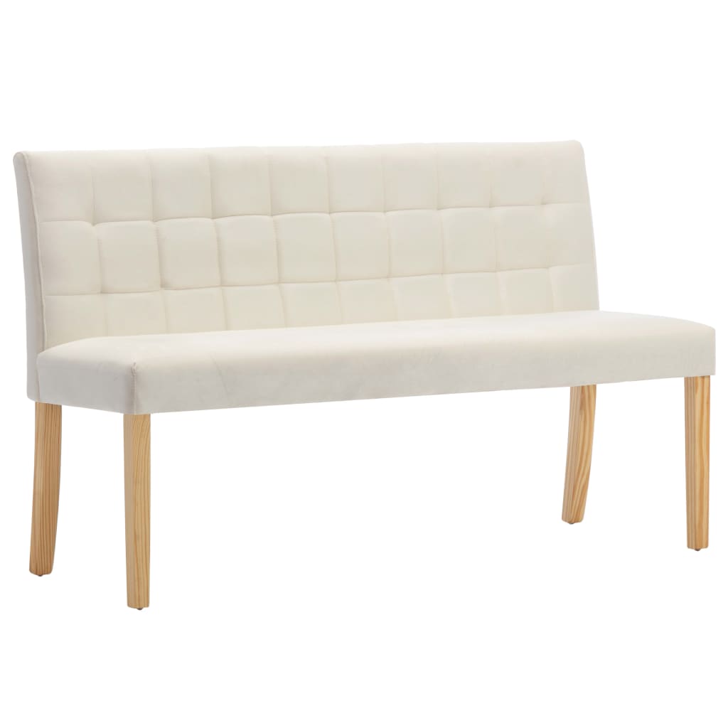 vidaXL Ławka, 140 cm, kremowa, tapicerowana aksamitem