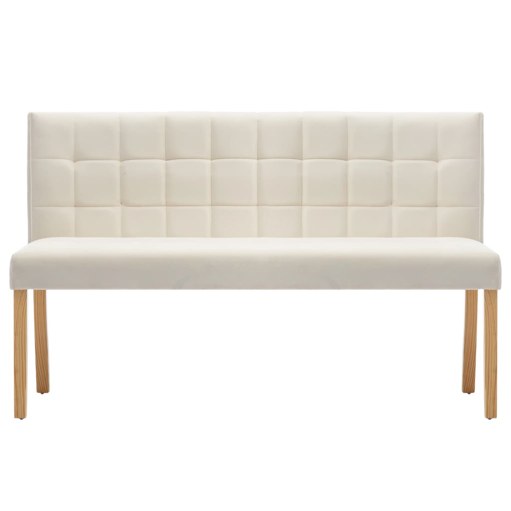 vidaXL Ławka, 140 cm, kremowa, tapicerowana aksamitem
