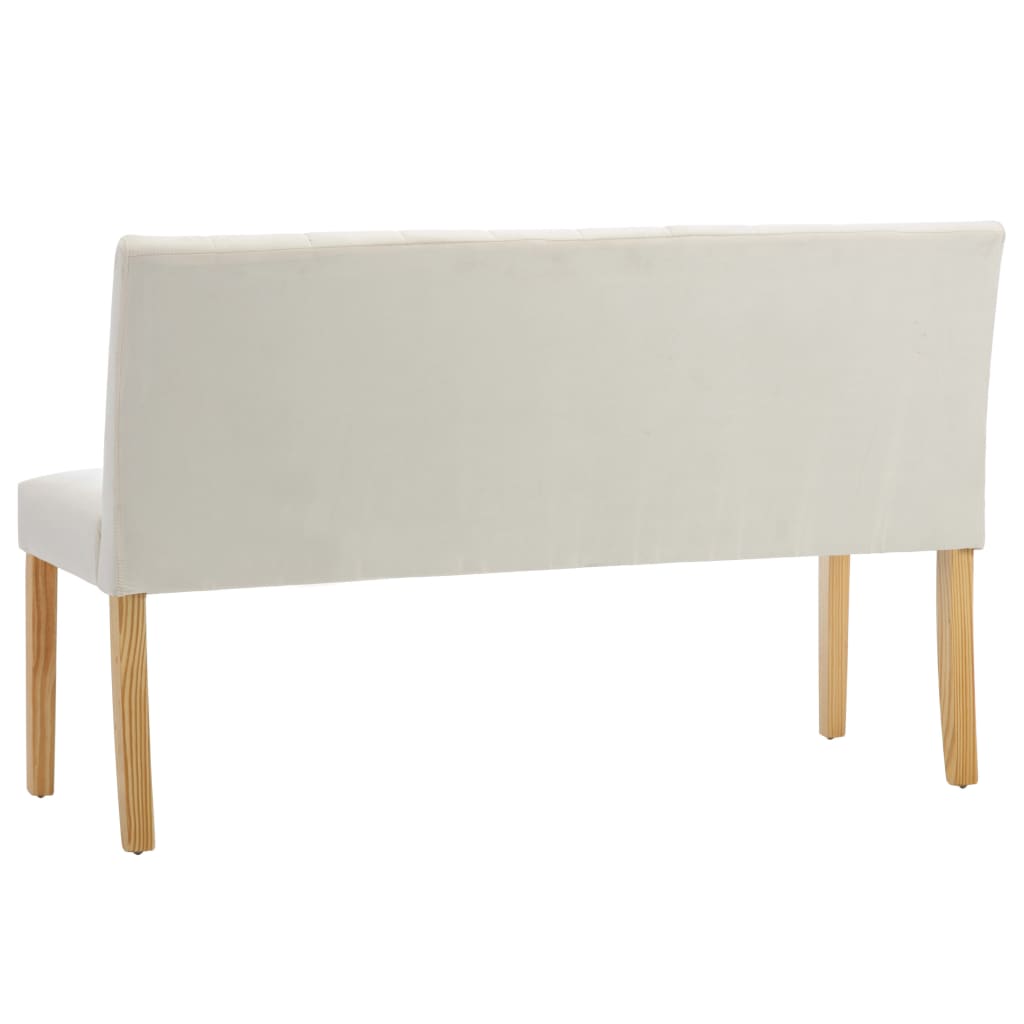 vidaXL Ławka, 140 cm, kremowa, tapicerowana aksamitem