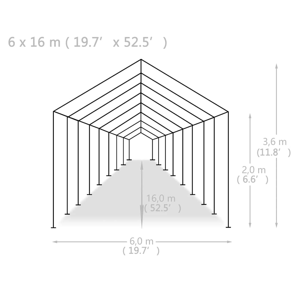 vidaXL Namiot imprezowy z PE, 6 x 16 m, biały