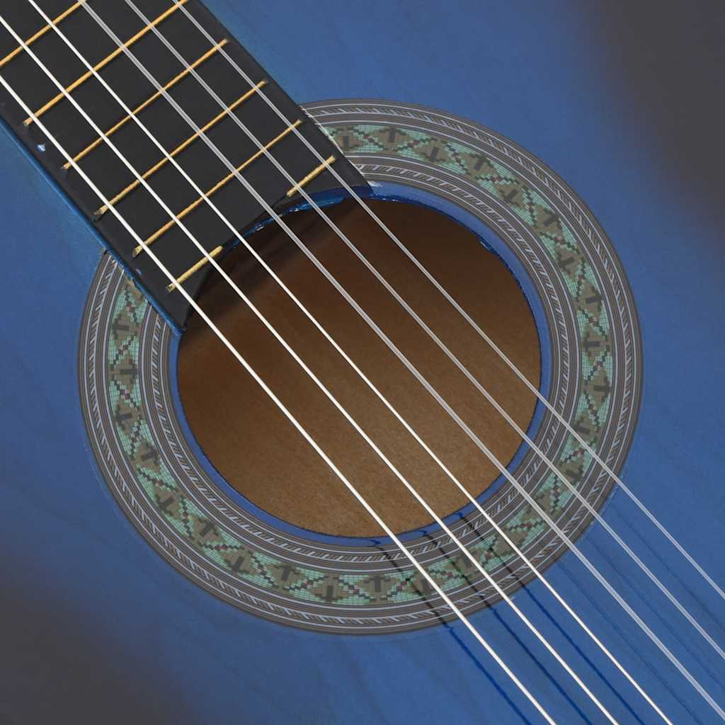 vidaXL 12-częściowy zestaw z gitarą klasyczną, niebieski, 4/4, 39"