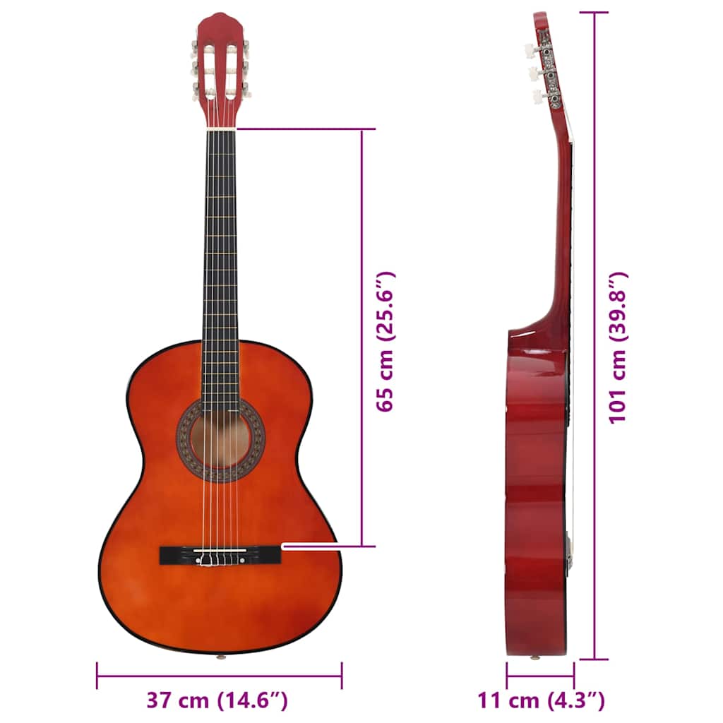 vidaXL Gitara klasyczna dla początkujących, 4/4 39", drewno lipowe