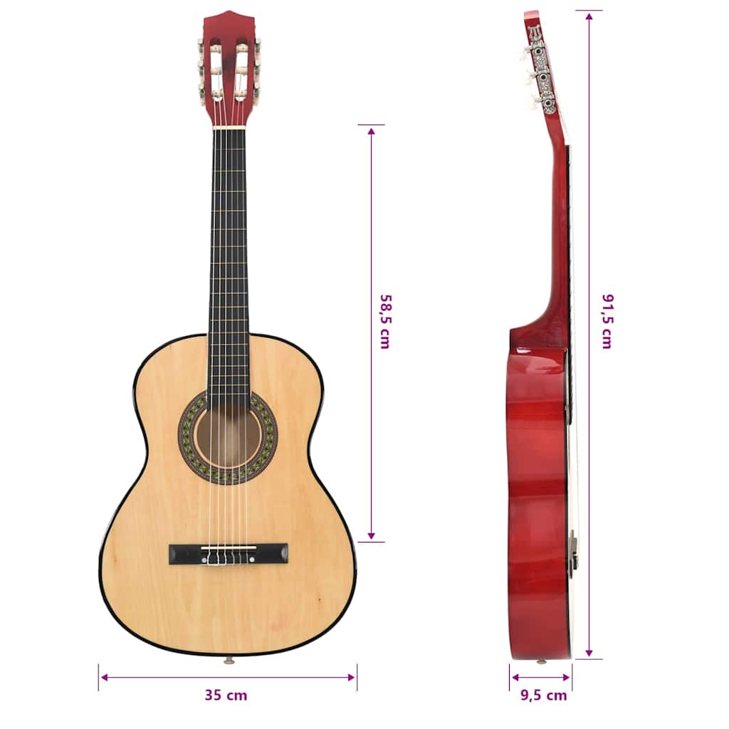 vidaXL Gitara klasyczna dla początkujących, 3/4 (36"), lipa