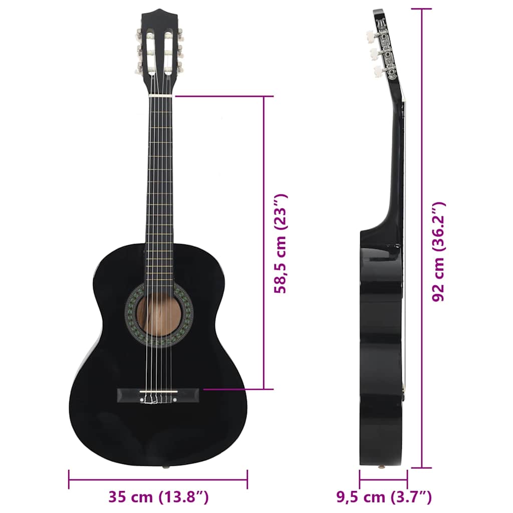vidaXL 8-cz. zestaw do nauki gry na gitarze klasycznej, 3/4 (36")