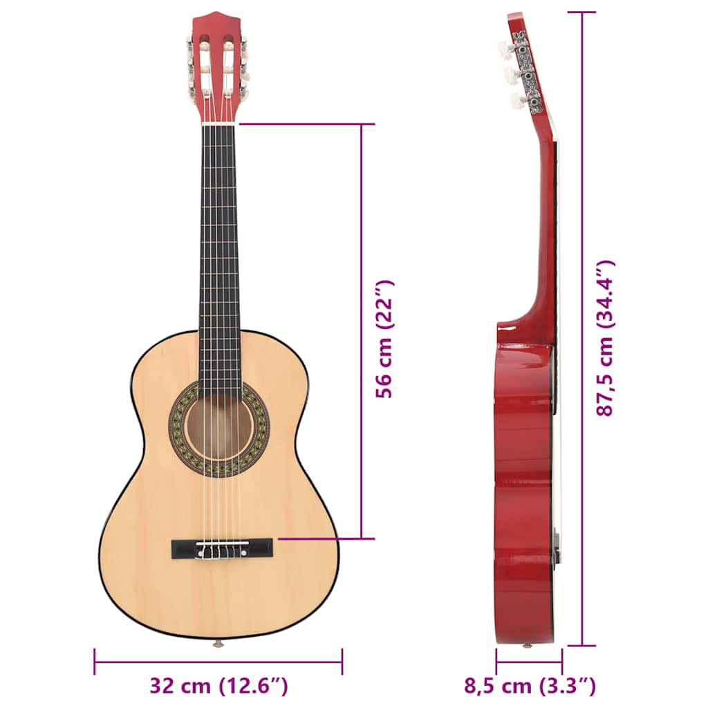 vidaXL 8-cz. zestaw do nauki gry na gitarze klasycznej, 1/2, 34"