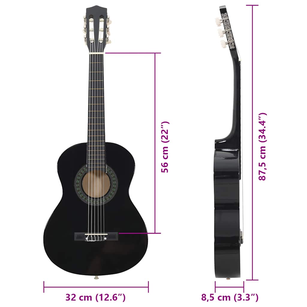 vidaXL 8-cz. zestaw do nauki gry na gitarze klasycznej, 1/2, 34"