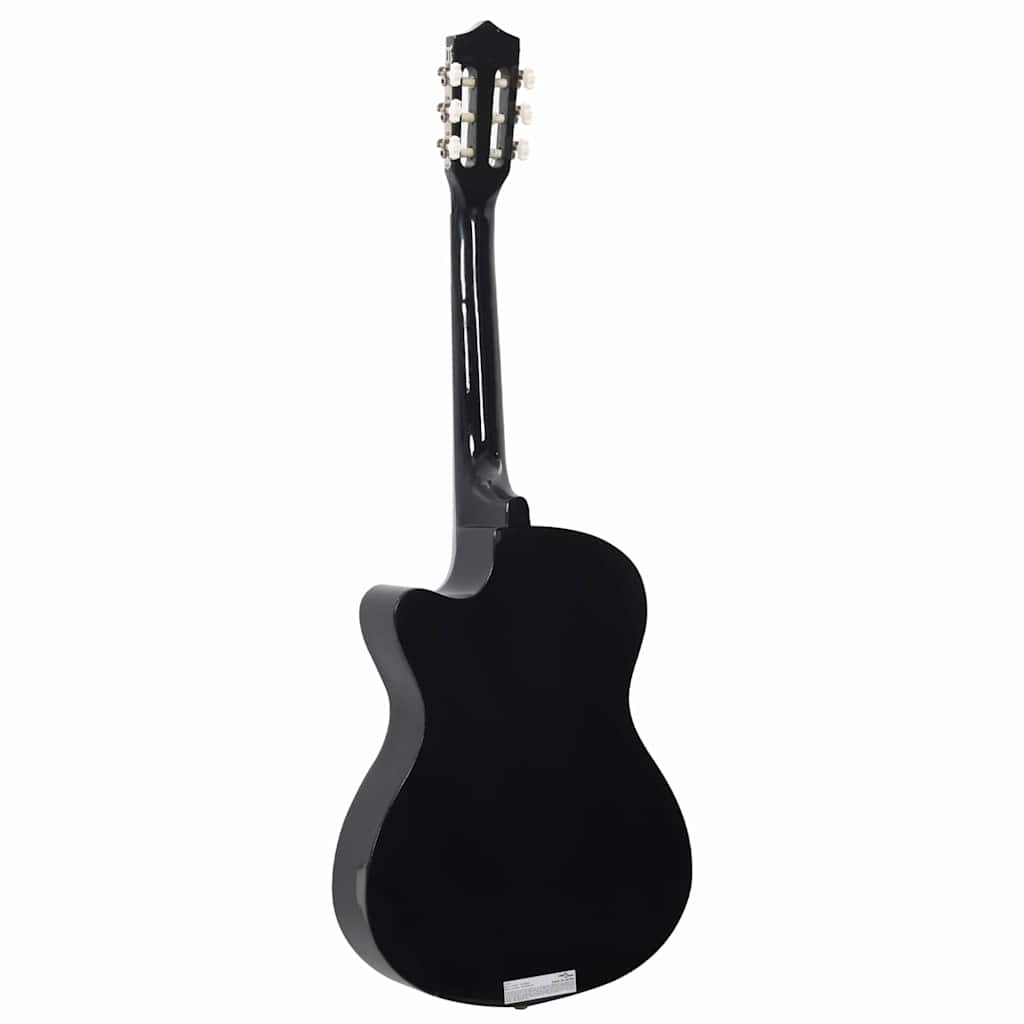vidaXL Gitara klasyczna z wycięciem, 6 strun, czarna, 38"