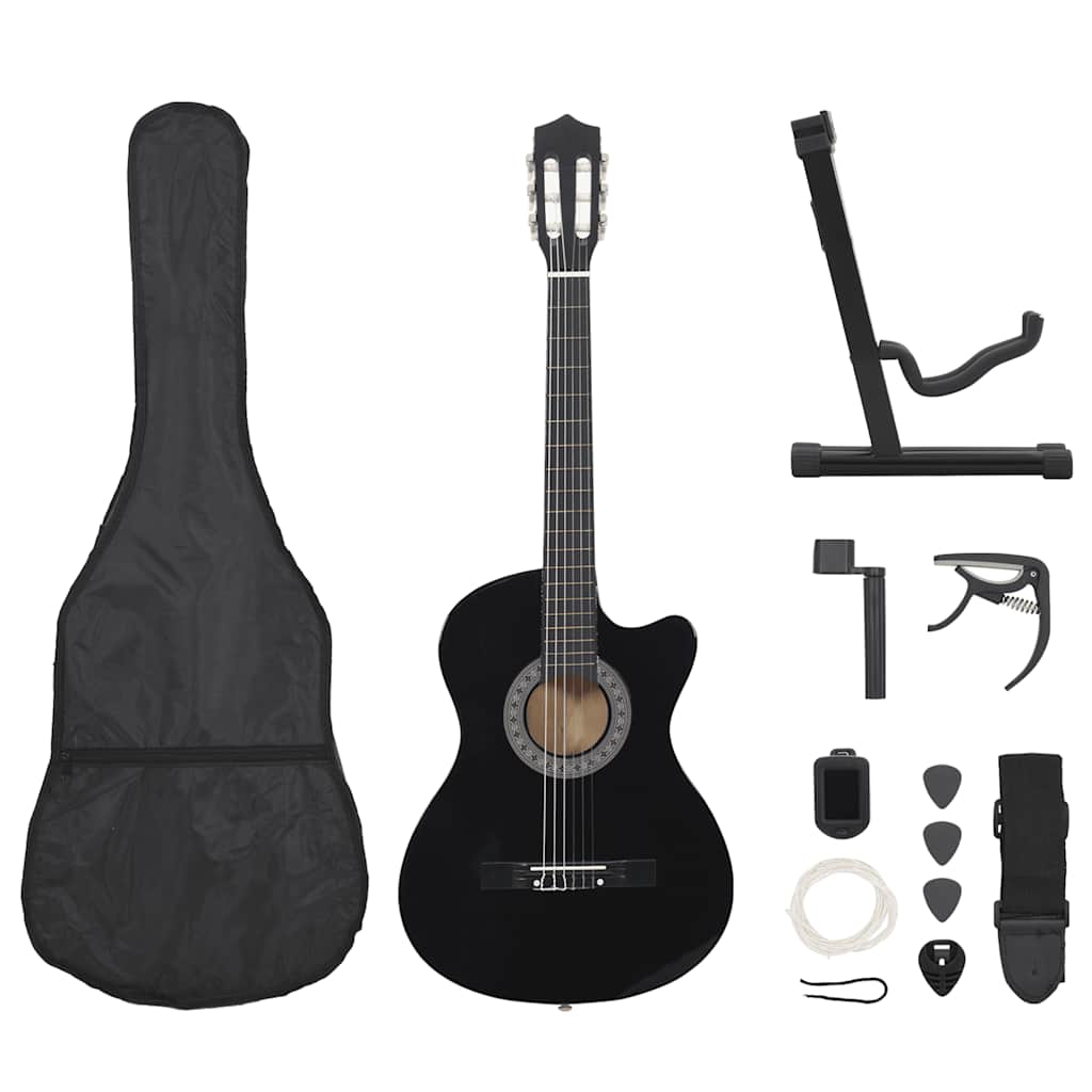 vidaXL 12-cz. zestaw z gitarą klasyczną z wycięciem, 6 strun, 38"
