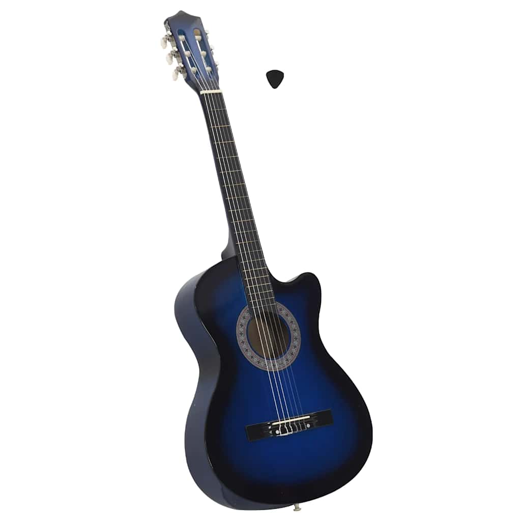 vidaXL Gitara klasyczna z wycięciem, 6 strun, niebieska, 38"