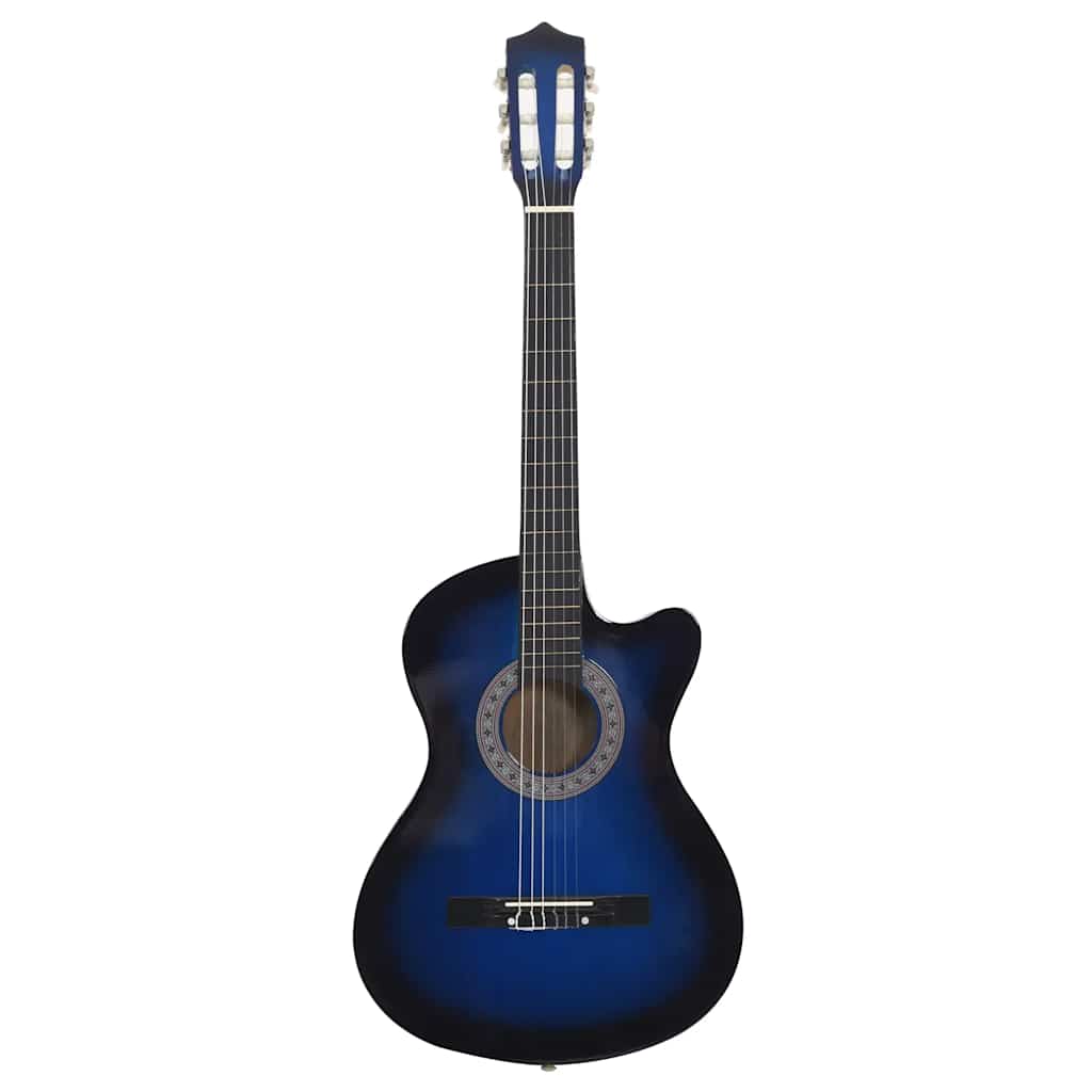 vidaXL Gitara klasyczna z wycięciem, 6 strun, niebieska, 38"