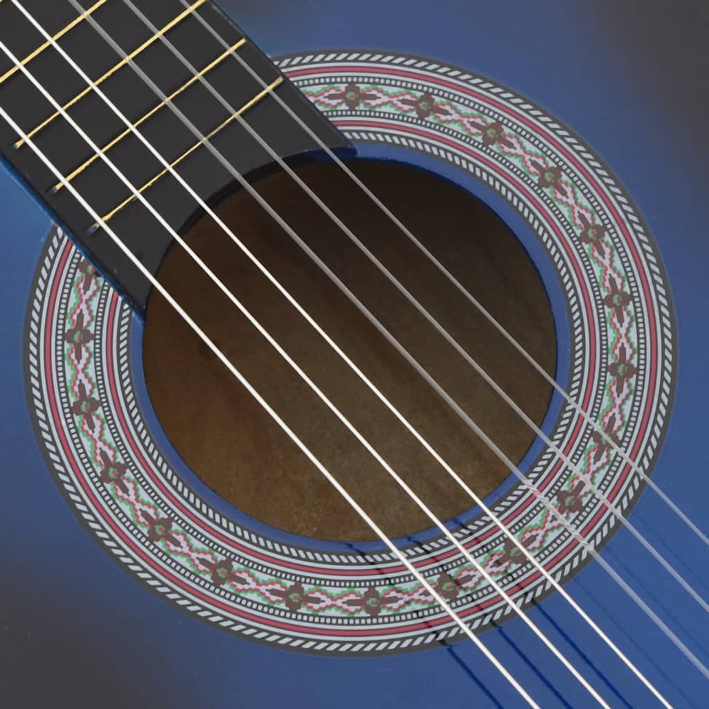 vidaXL Gitara klasyczna z wycięciem, 6 strun, niebieska, 38"
