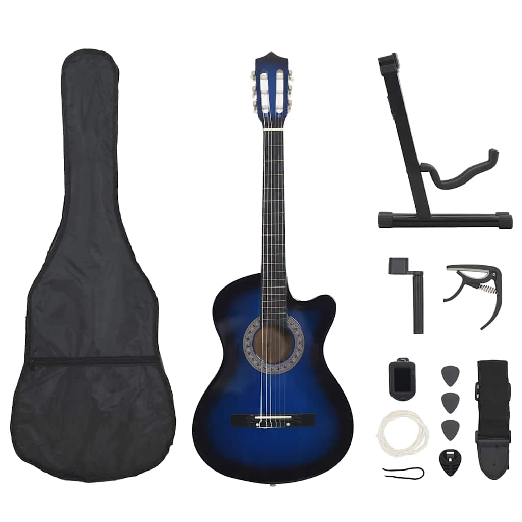 vidaXL 12-cz. zestaw z gitarą klasyczną z wycięciem, 6 strun, 38"