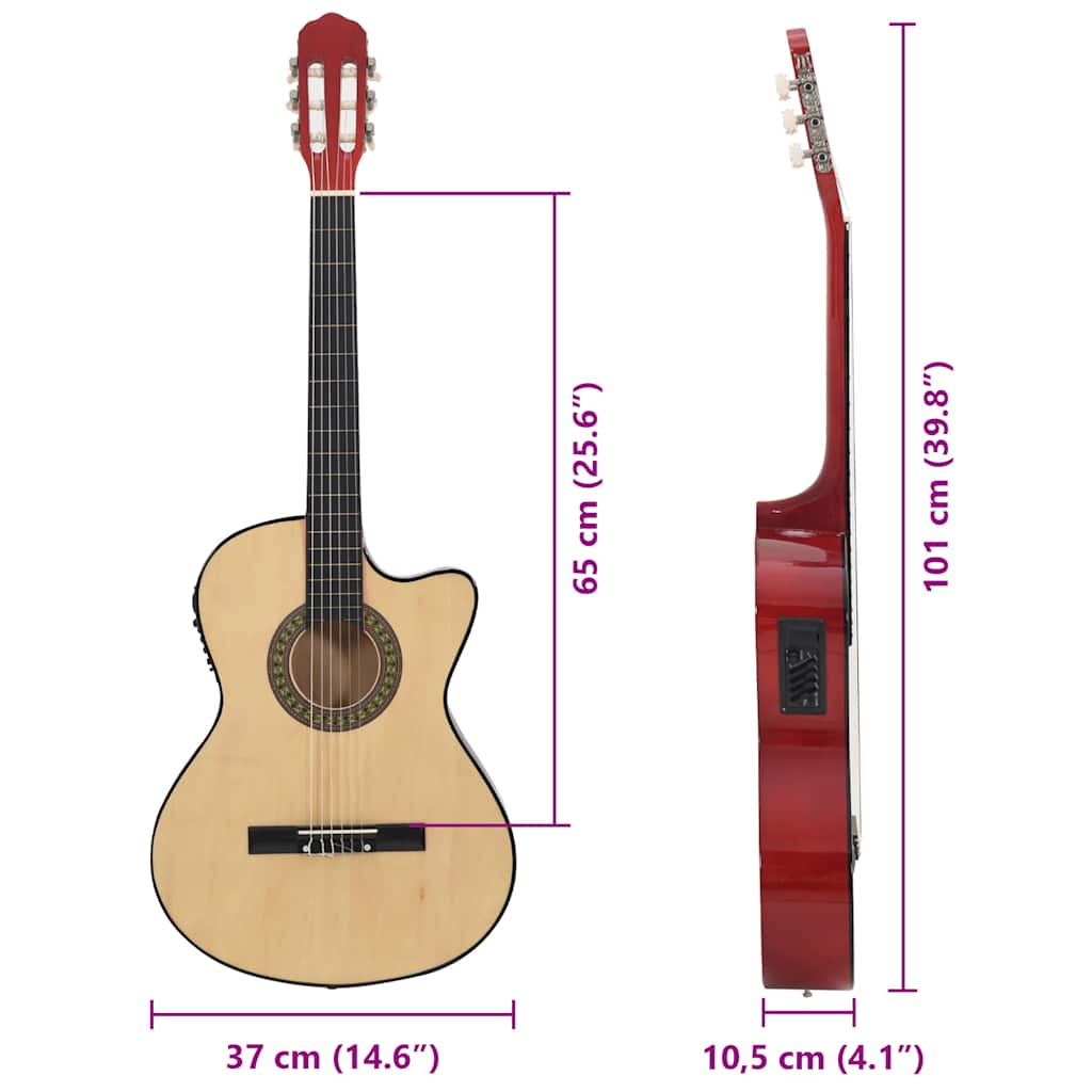 vidaXL Gitara klasyczna z wycięciem, 6 strunami i equalizerem