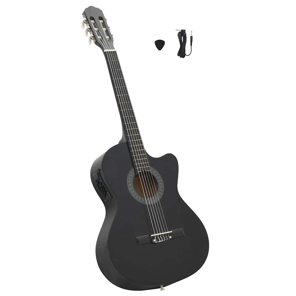 vidaXL Gitara klasyczna z wycięciem, 6 strun i equalizer, czarna