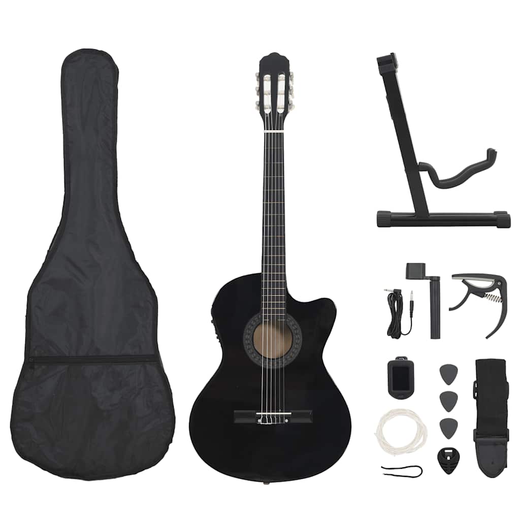 vidaXL 12-cz. zestaw z gitarą westernową, 6 strunami i equalizerem