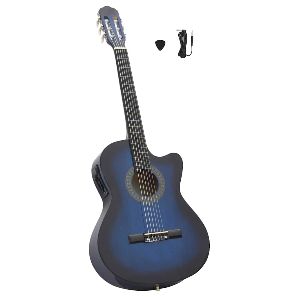 vidaXL Gitara klasyczna z wycięciem, 6 strun i equalizer, niebieska