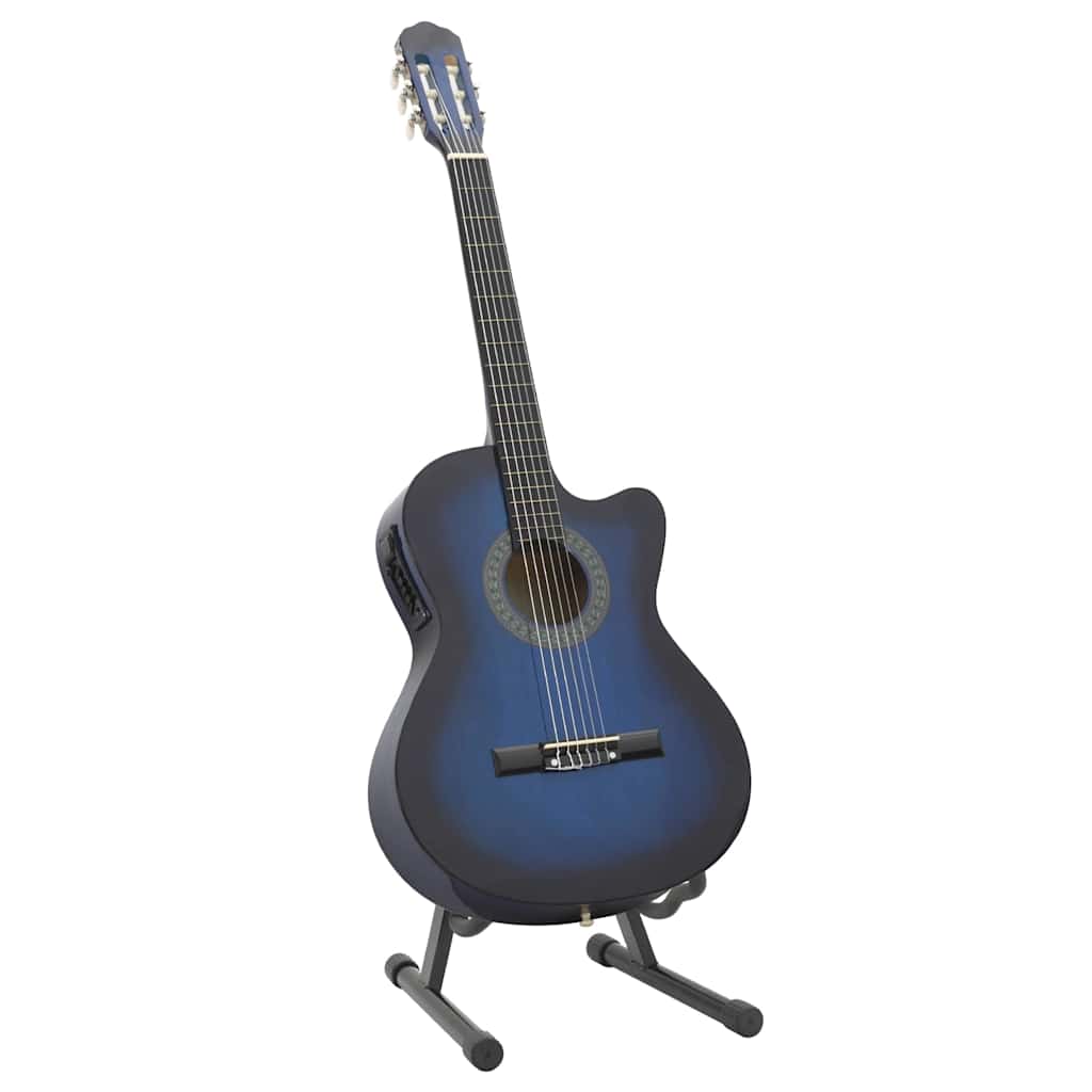 vidaXL 12-cz. zestaw z gitarą westernową, 6 strun, equalizer niebieska