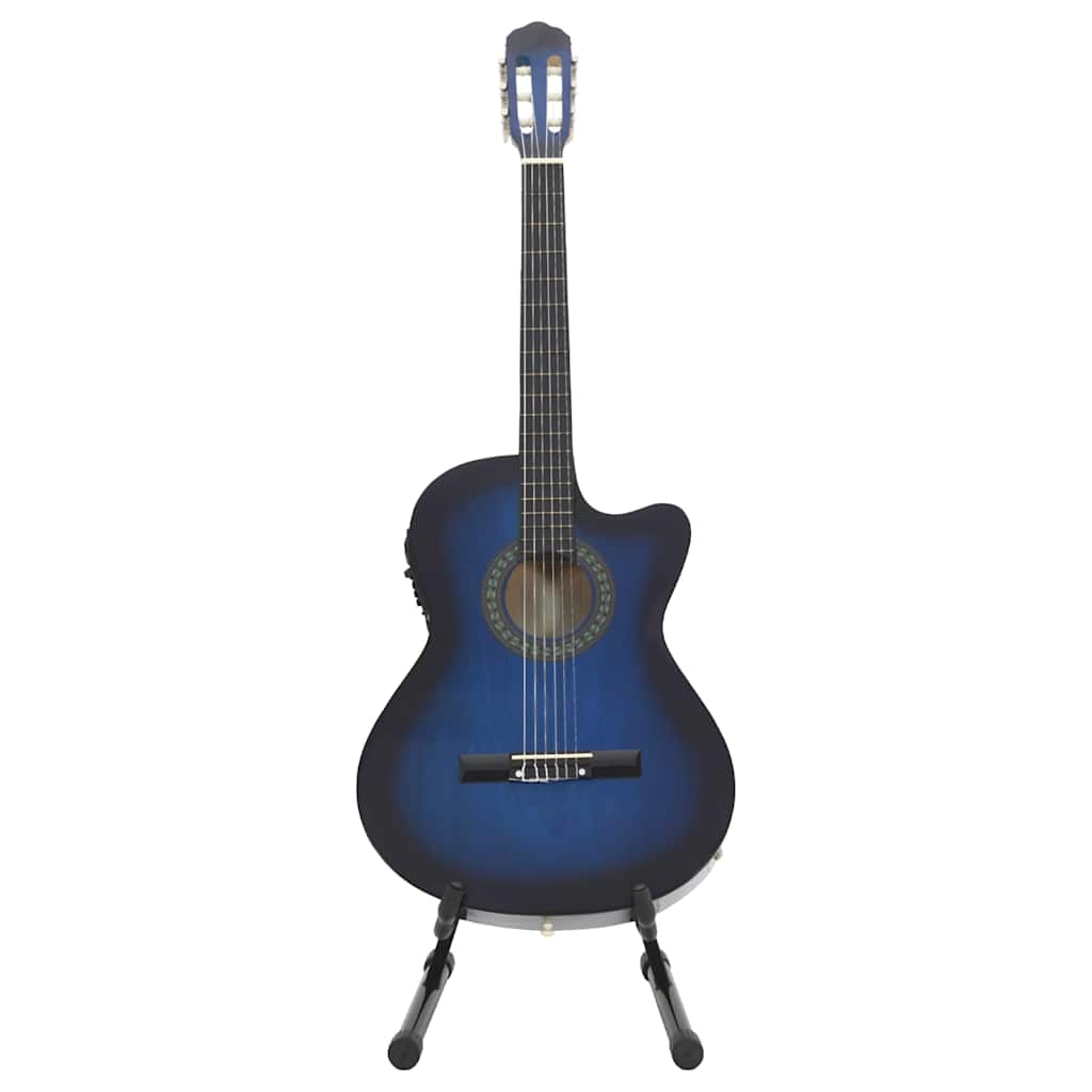 vidaXL 12-cz. zestaw z gitarą westernową, 6 strun, equalizer niebieska