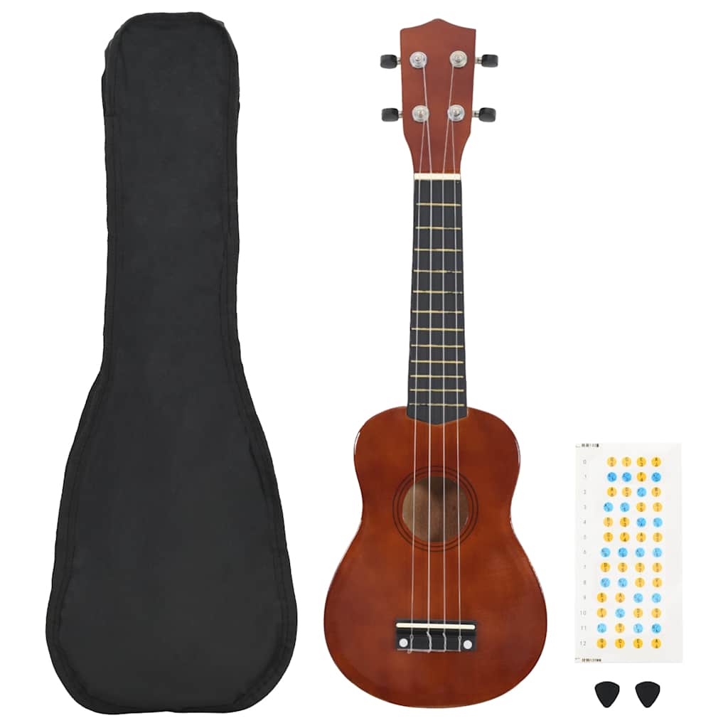 vidaXL Ukulele sopranowe z pokrowcem, dla dzieci, naturalne, 21"