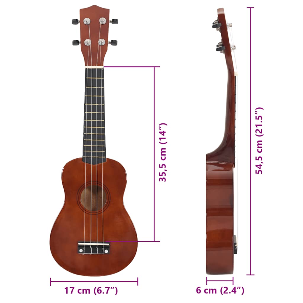 vidaXL Ukulele sopranowe z pokrowcem, dla dzieci, naturalne, 21"