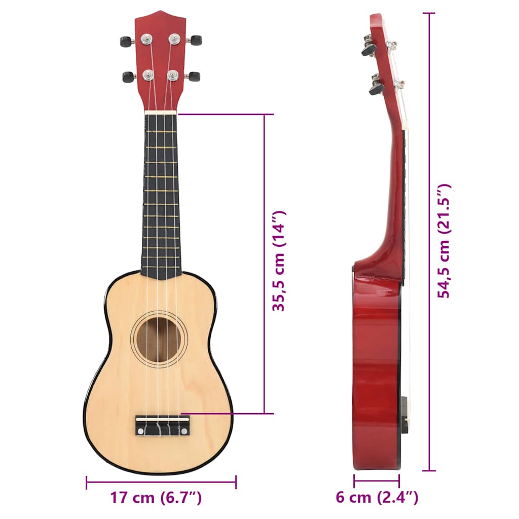 vidaXL Ukulele sopranowe z pokrowcem, dla dzieci, naturalne, 21"