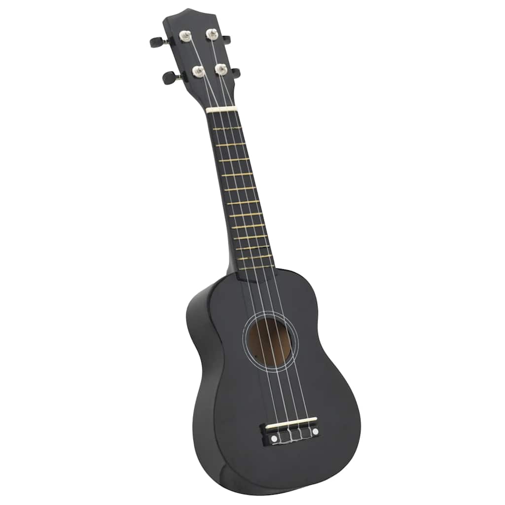 vidaXL Ukulele sopranowe z pokrowcem, dla dzieci, czarne, 21"