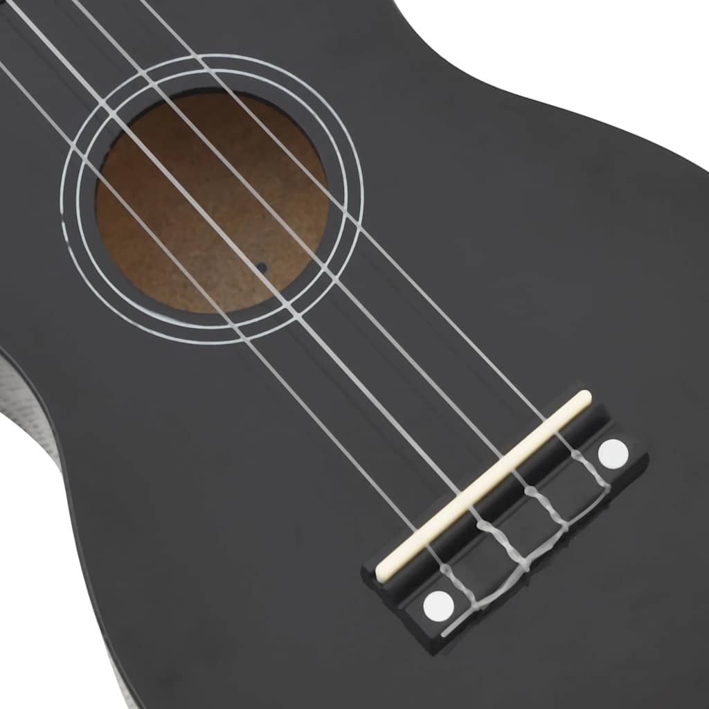 vidaXL Ukulele sopranowe z pokrowcem, dla dzieci, czarne, 21"