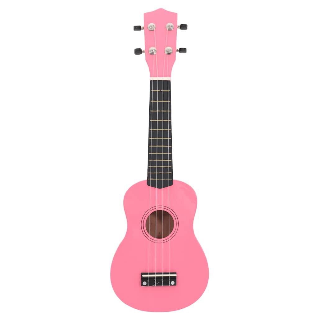 vidaXL Ukulele sopranowe z pokrowcem, dla dzieci, różowe, 21"
