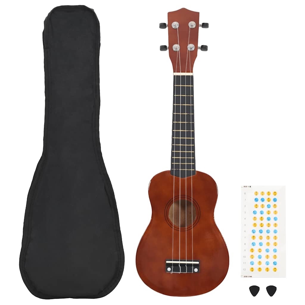 vidaXL Ukulele sopranowe z pokrowcem, dla dzieci, naturalne, 23"