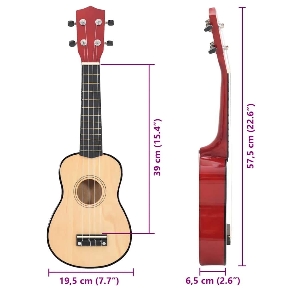 vidaXL Ukulele sopranowe z pokrowcem, dla dzieci, naturalne, 23"